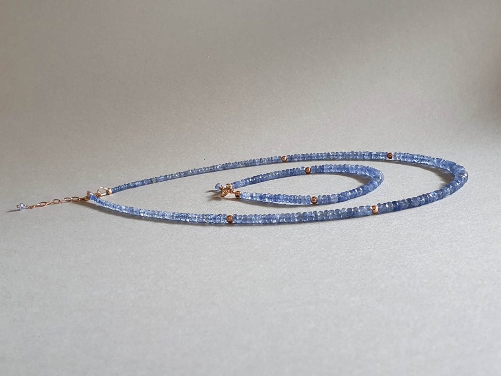 Set- colier și brățară din safir de Burma și aur filat roz