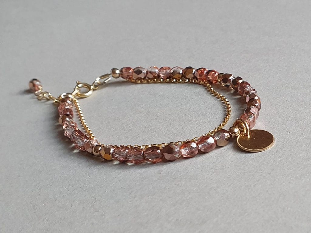 Brăţară din aur filat sau argint și cristale Bohemia