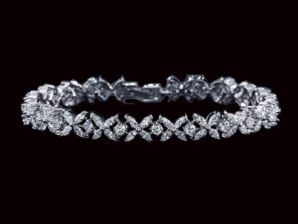 Brăţară placată cu rodiu și cristale cubic zirconia
