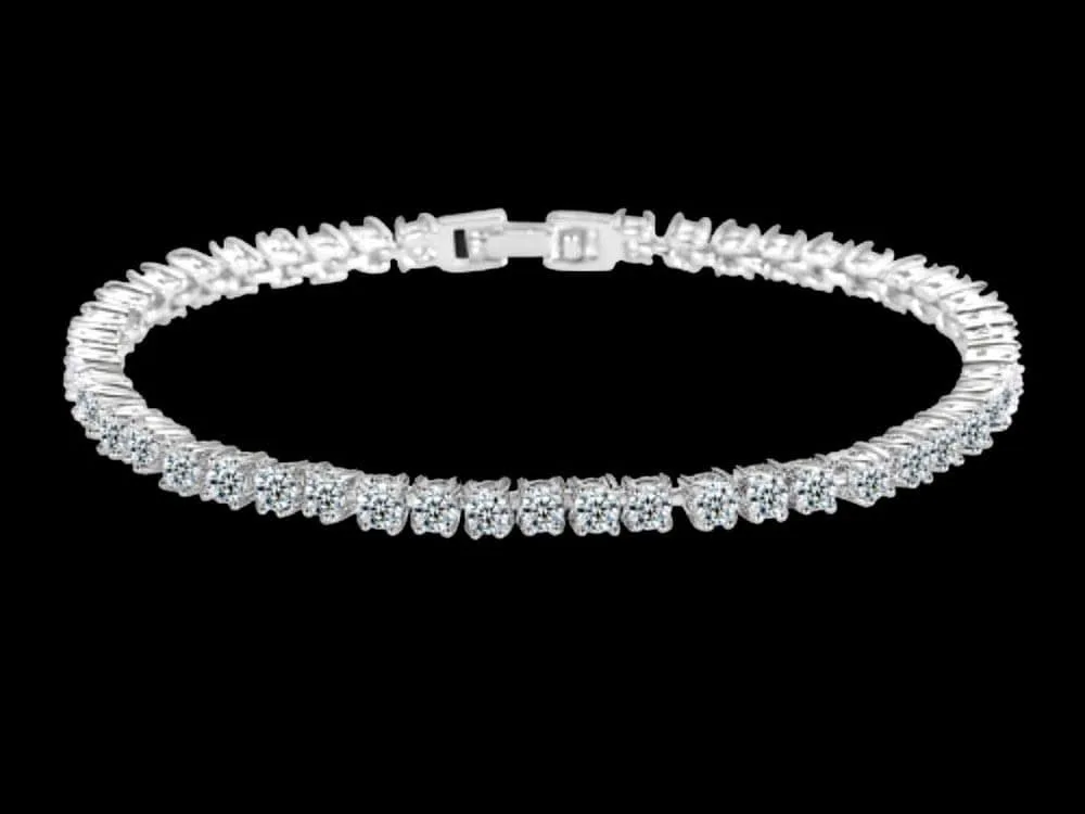 Brăţară placată cu rodiu și cristale cubic zirconia