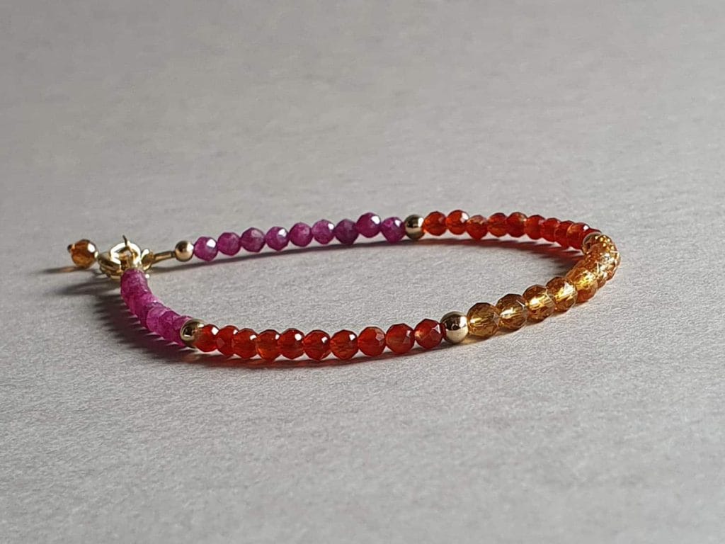Brăţară din aur filat şi rubin, carneol și citrin