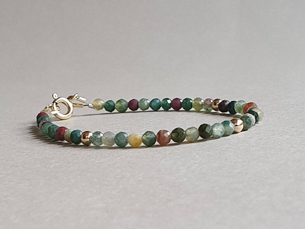 Brăţară din agat indian şi aur filat