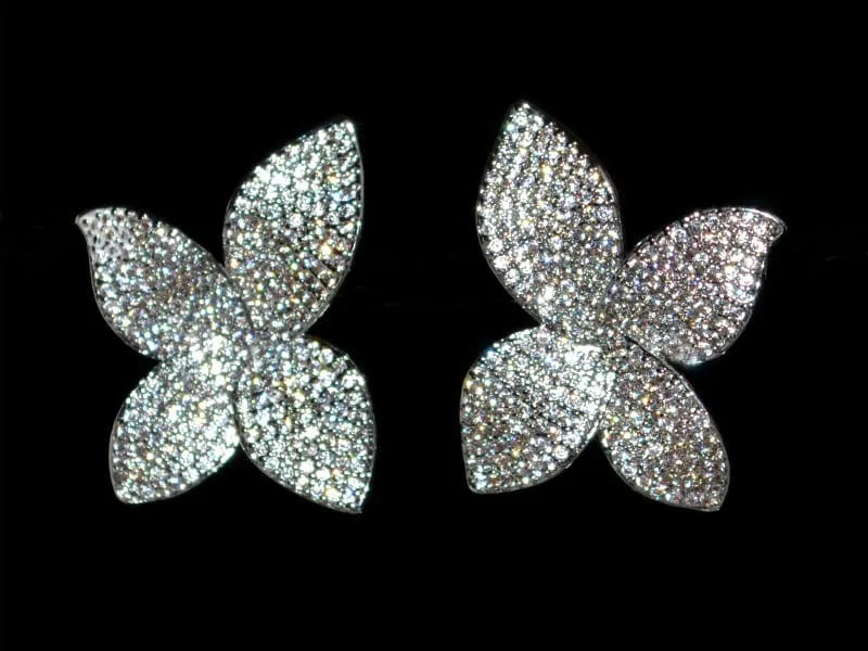 Cercei orhidee placaţi cu rodiu şi cristale zirconiu cubic