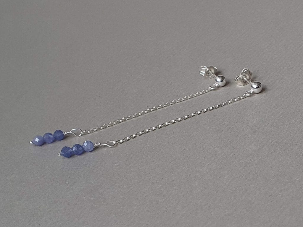 Cercei din argint și tanzanit