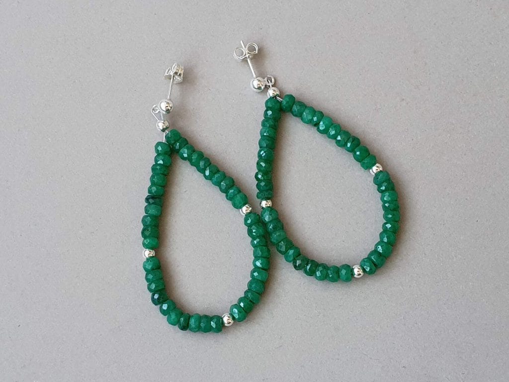 Cercei din smarald și argint