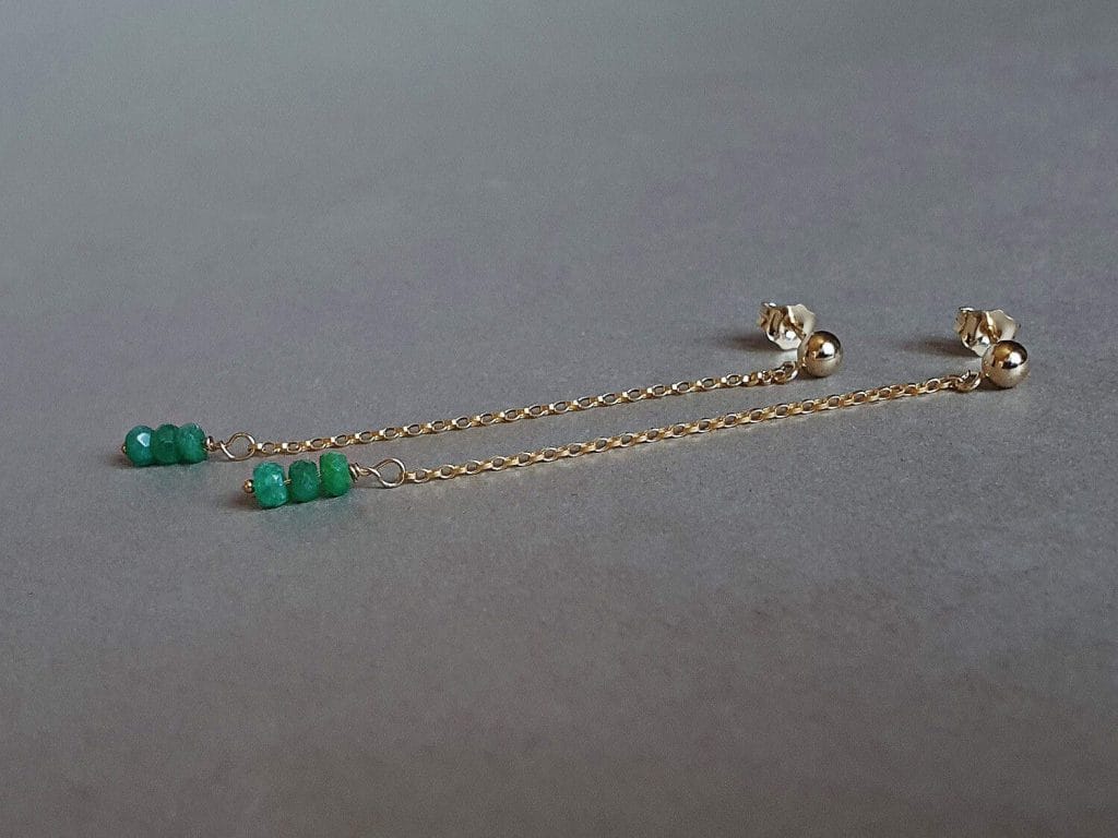 Cercei din aur filat și smarald