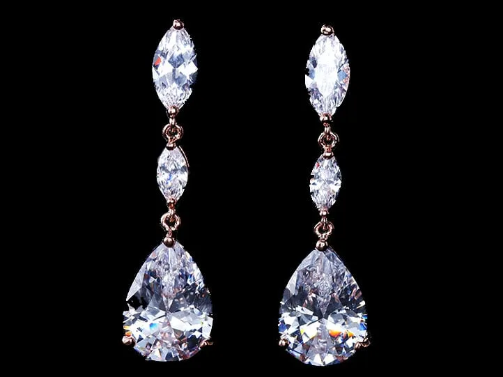 Cercei placaţi cu aur roz şi cristale zirconiu cubic