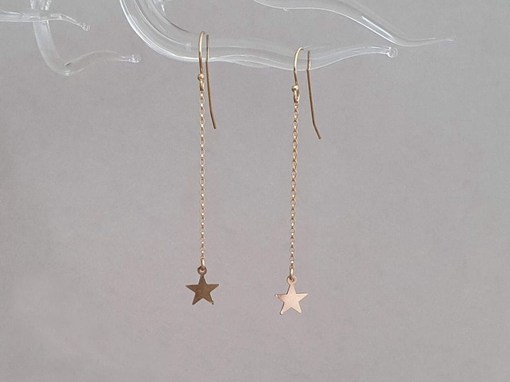 Cercei din aur filat cu steluțe