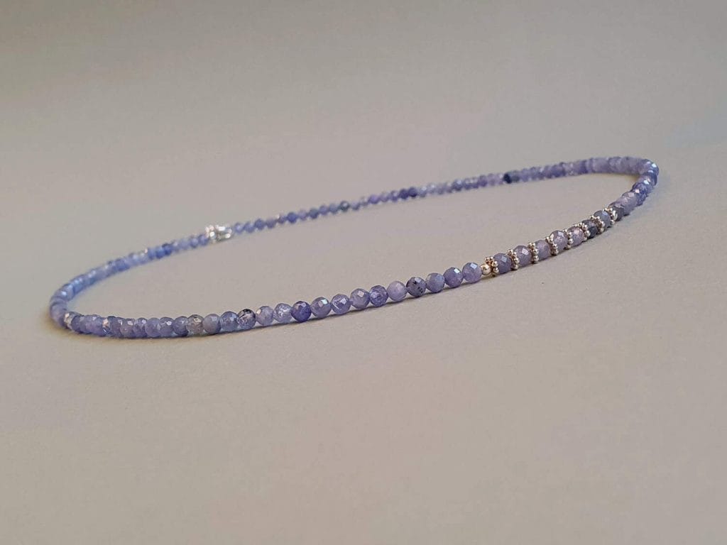 Colier din tanzanit și argint