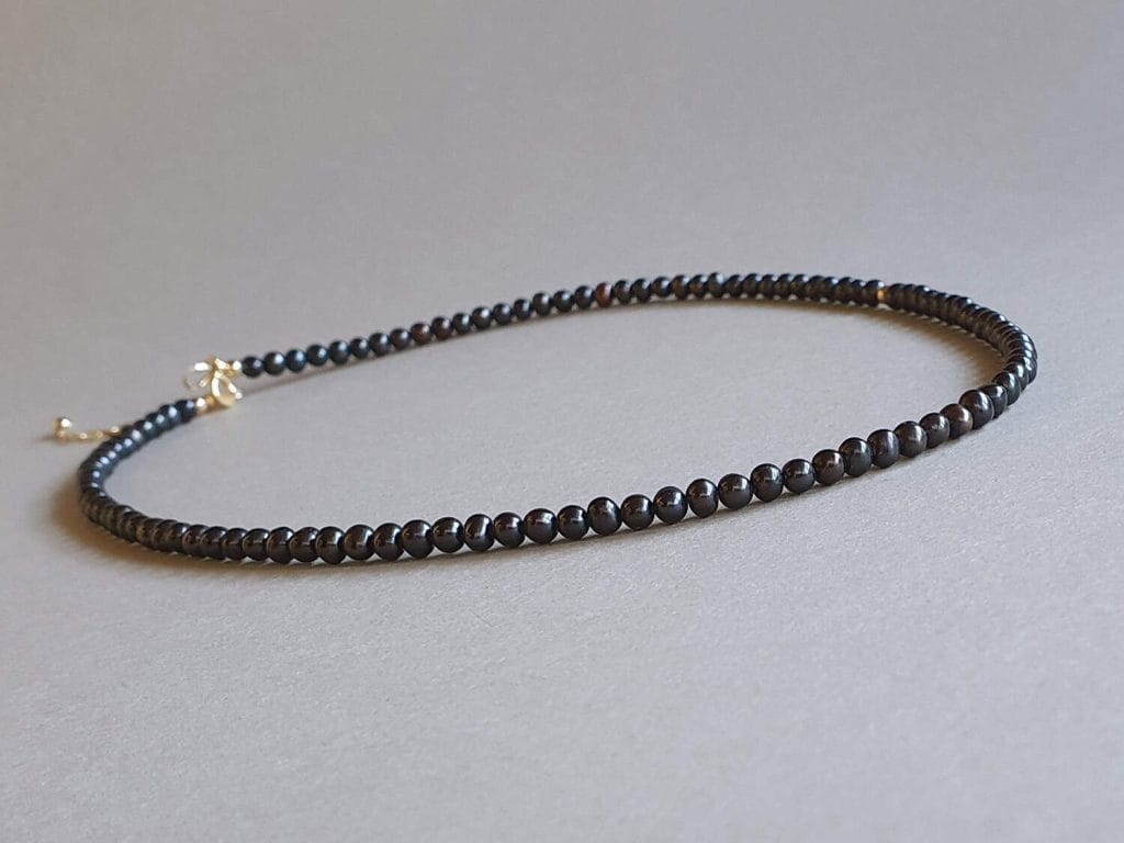 Colier din perle de cultură negre și aur filat