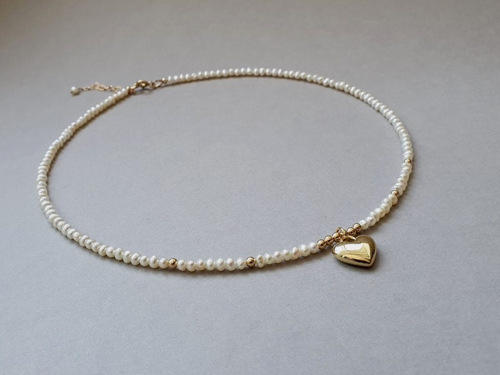 Colier Heart din perle de cultură și aur filat