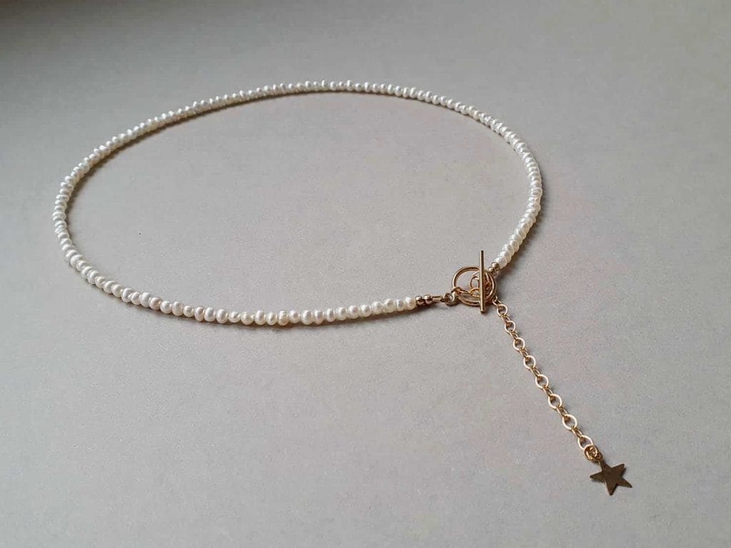 Colier Star din aur filat și perle de cultură