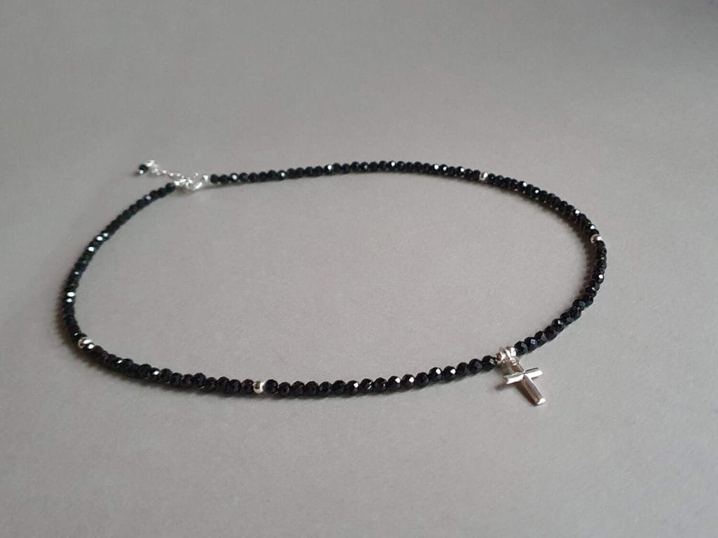 Colier din turmalină neagră și argint