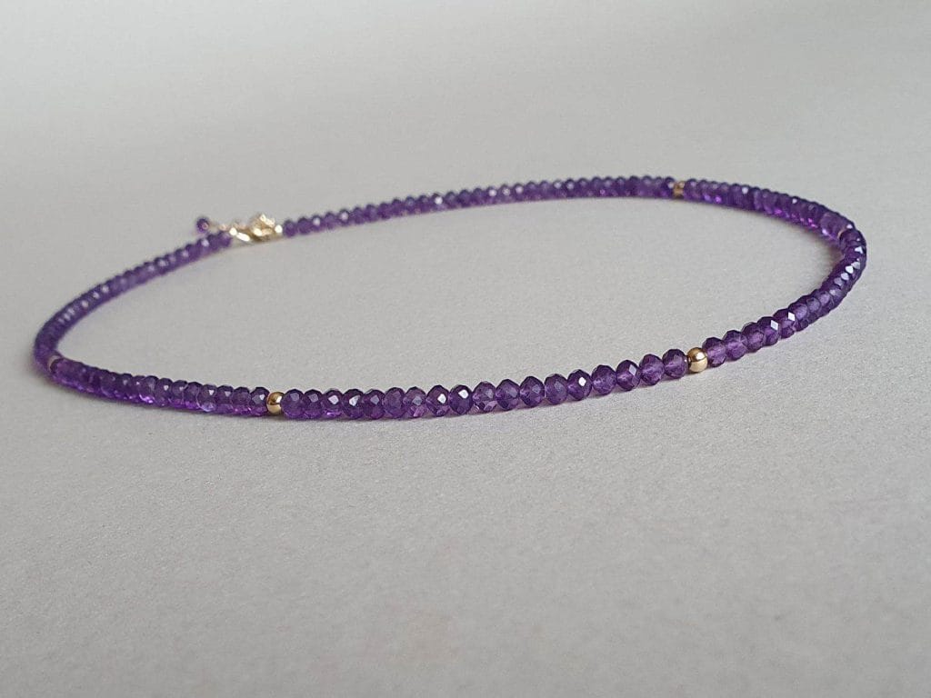 Colier din ametist și aur filat