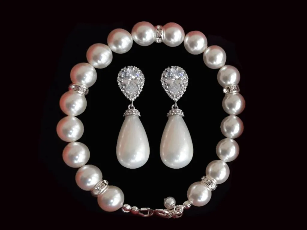 Set- cercei și brăţară cu perle din sidef